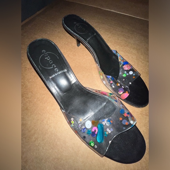 Espace Multi-color Sequin Mule Heels  Sz 6.5 - Picture 4 of 8